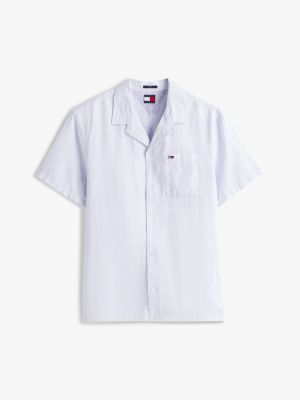 blue regular fit linen blend shirt for men tommy jeans