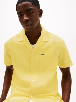 yellow regular fit linen blend shirt for men tommy jeans