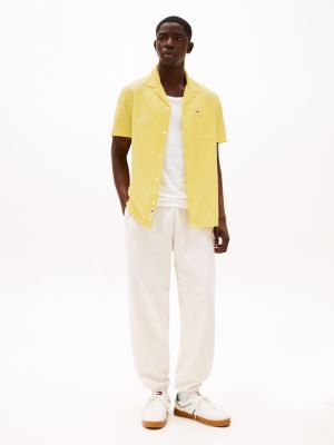 yellow regular fit linen blend shirt for men tommy jeans