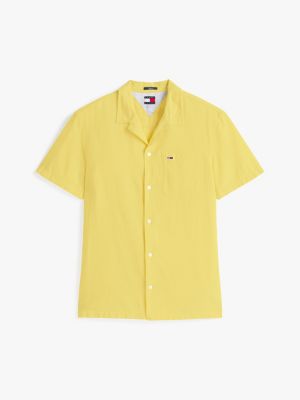 yellow regular fit linen blend shirt for men tommy jeans