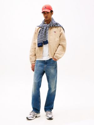 braun reißverschlussjacke mit trichterkragen für herren - tommy jeans