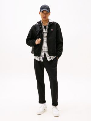 veste zippée à col entonnoir noir pour hommes tommy jeans