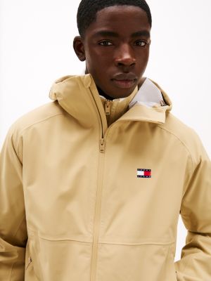 beige zip-thru relaxed windbreaker for men tommy jeans