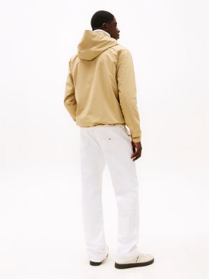 beige relaxed fit windbreaker met rits voor heren - tommy jeans
