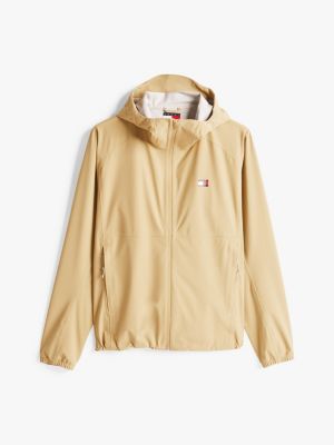 beige zip-thru relaxed windbreaker for men tommy jeans