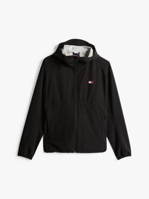 black zip-thru relaxed windbreaker for men tommy jeans