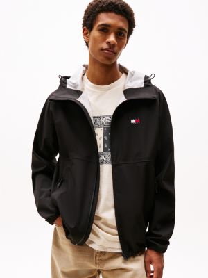 black zip-thru relaxed windbreaker for men tommy jeans