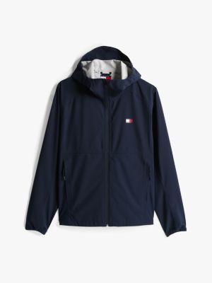 blue zip-thru relaxed windbreaker for men tommy jeans