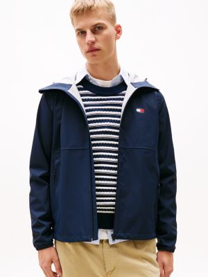 blue zip-thru relaxed windbreaker for men tommy jeans