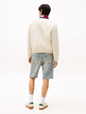 beige jack met signature colour-blocking op de kraag voor heren - tommy jeans