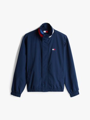 blau signature jacke mit color block-kragen für herren - tommy jeans