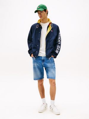 multi logo colour-blocked relaxed jacket for men tommy jeans