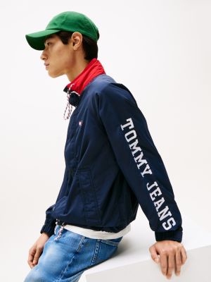 multi logo colour-blocked relaxed jacket for men tommy jeans