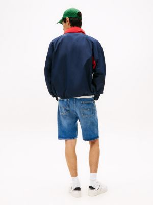 multi logo colour-blocked relaxed jacket for men tommy jeans