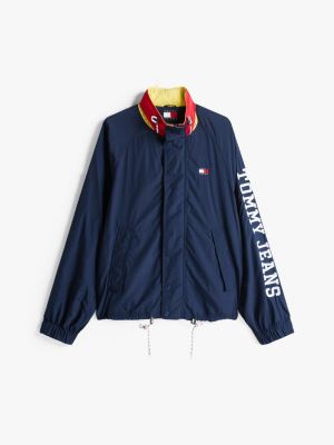 multi logo colour-blocked relaxed jacket for men tommy jeans