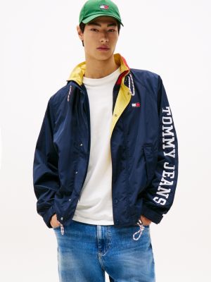 multi logo colour-blocked relaxed jacket for men tommy jeans