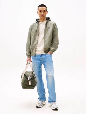 khaki hooded relaxed jacket for men tommy jeans