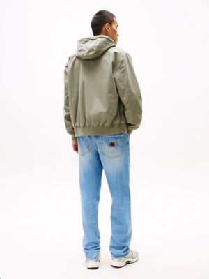 khaki hooded relaxed jacket for men tommy jeans