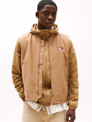 brown canvas-weste mit reißverschluss für herren - tommy jeans