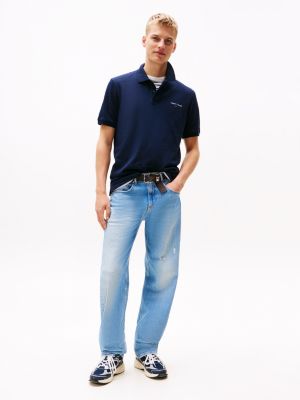 blue regular fit polo shirt for men tommy jeans