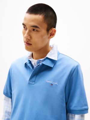 blau regular fit poloshirt für herren - tommy jeans