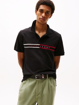 black slim fit poloshirt voor heren - tommy jeans