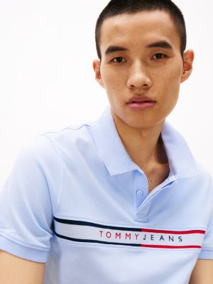 polo ajusté bleu pour hommes tommy jeans