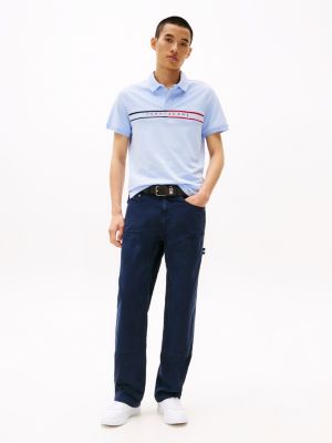 polo ajusté bleu pour hommes tommy jeans