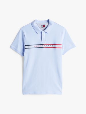 polo ajusté bleu pour hommes tommy jeans