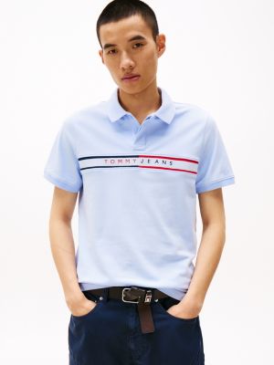 blue slim fit poloshirt voor heren - tommy jeans