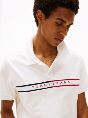 weiß slim fit poloshirt für herren - tommy jeans