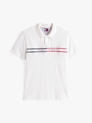 white slim fit polo shirt for men tommy jeans