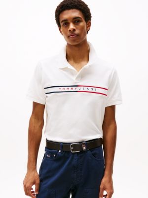 weiß slim fit poloshirt für herren - tommy jeans