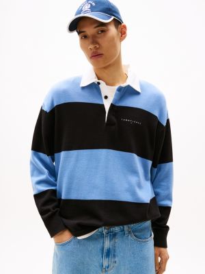 multi stripe relaxed rugby jumper for men tommy jeans