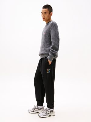 black varsity logo relaxed joggers for men tommy jeans