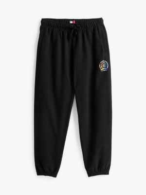 black varsity logo relaxed joggers for men tommy jeans