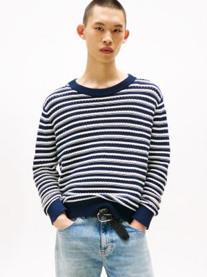 pullover a righe breton multi da uomini tommy jeans