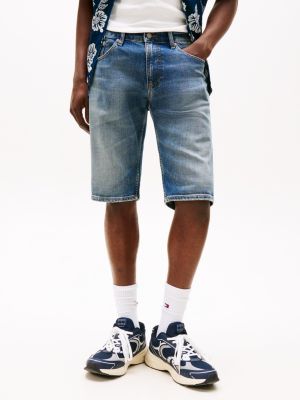 blauw ronnie slim denim short voor heren - tommy jeans