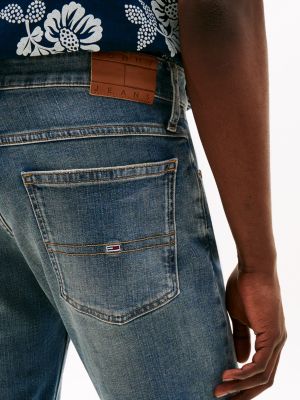 blau ronnie slim fit jeans-shorts für herren - tommy jeans