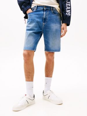 short décontracté isaac en denim bleu pour hommes tommy jeans