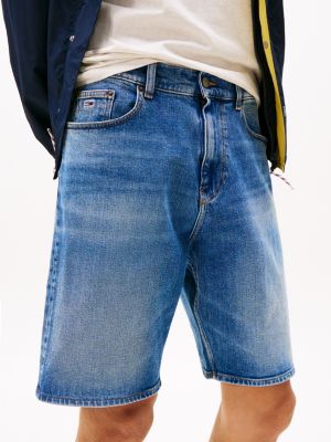 short décontracté isaac en denim bleu pour hommes tommy jeans