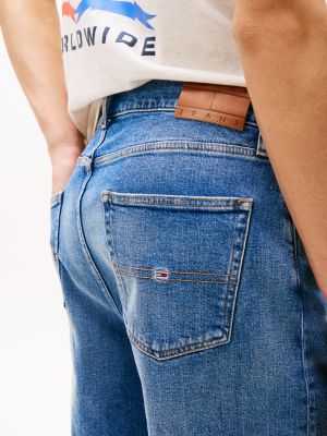 short décontracté isaac en denim bleu pour hommes tommy jeans