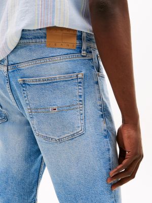 short slim scanton en denim bleu pour hommes tommy jeans