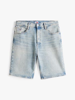 blau isaac relaxed fit jeans-shorts mit fade-effekt für herren - tommy jeans