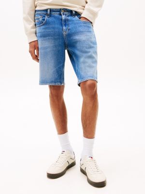 short slim scanton en denim bleu pour hommes tommy jeans