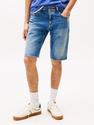 short slim ronnie en denim à effet délavé bleu pour hommes tommy jeans