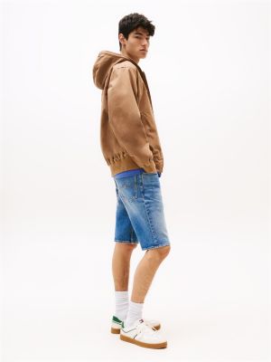 short slim ronnie en denim à effet délavé bleu pour hommes tommy jeans