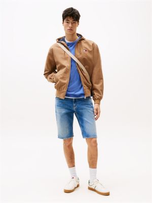 short slim ronnie en denim à effet délavé bleu pour hommes tommy jeans