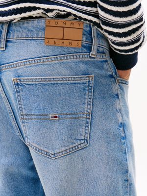 blauw isaac relaxed tapered jeans met whiskers voor heren - tommy jeans