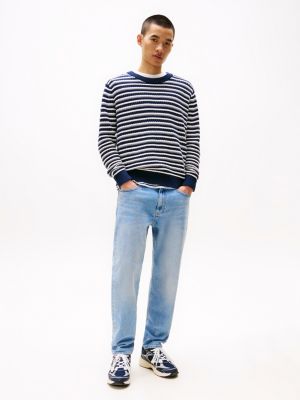 blau isaac relaxed tapered jeans mit whisker-effekt für herren - tommy jeans